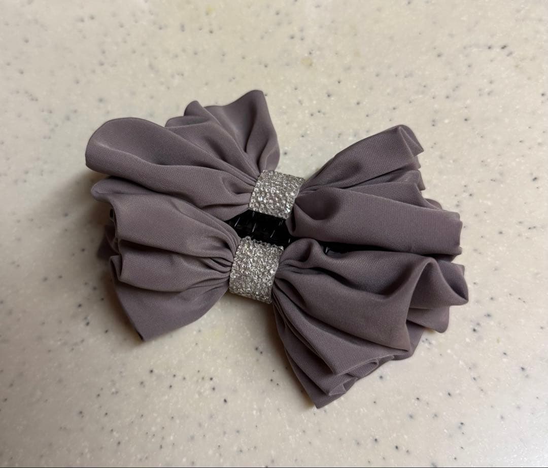 Complex Biz シフォンリボンヘアアクセサリー バナナクリップ　グレー