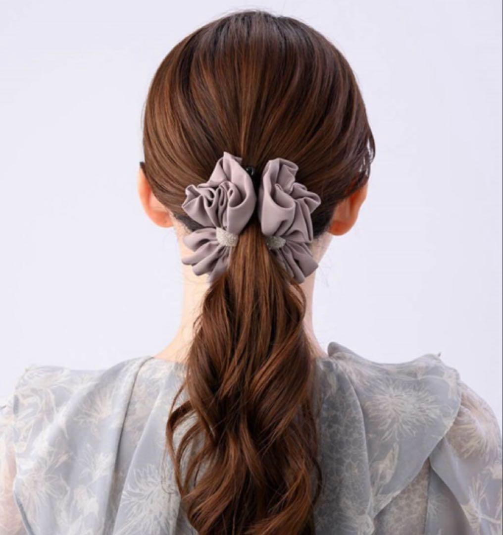 Complex Biz シフォンリボンヘアアクセサリー バナナクリップ　グレー