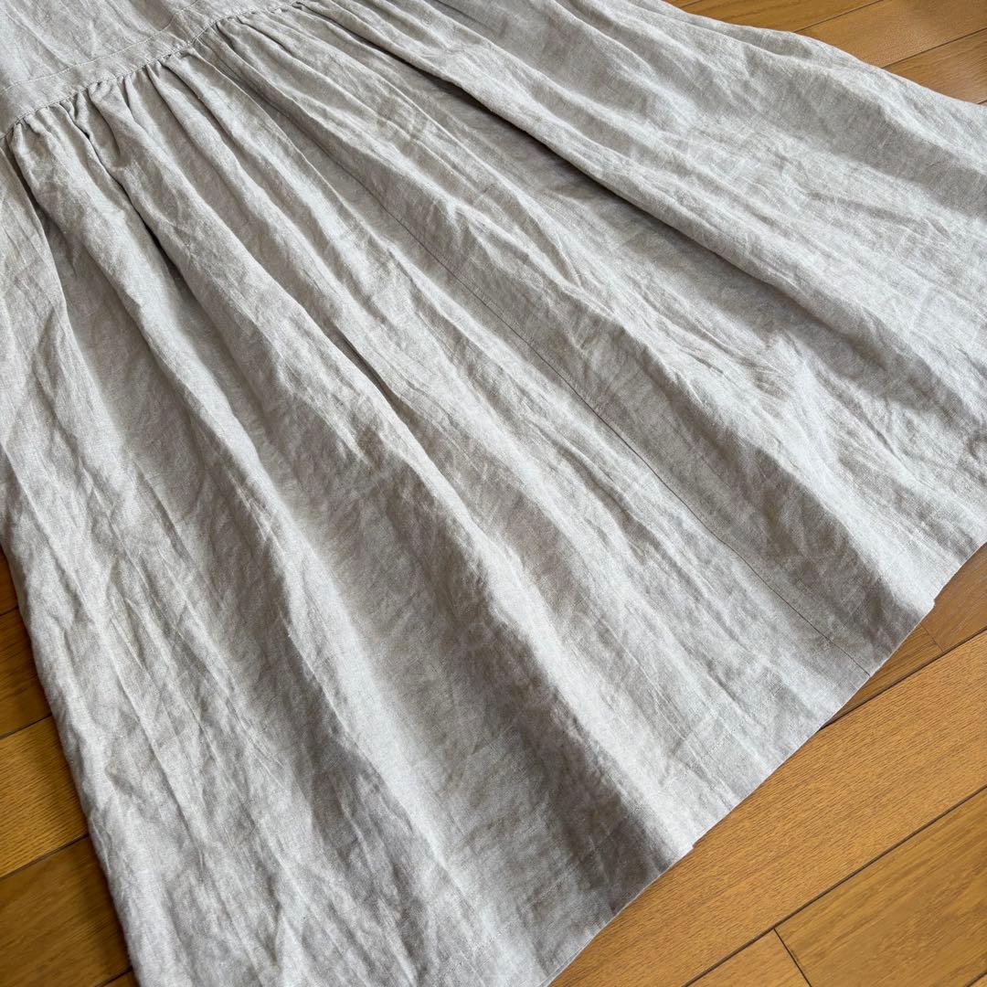 GRANDMA MAMA DAUGHTER スタンドカラーリネンワンピース