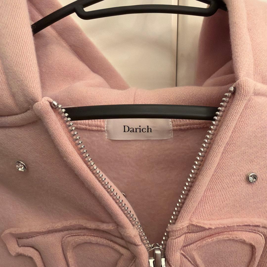 Darich ストーン装飾 ジップアップパーカー ピンク