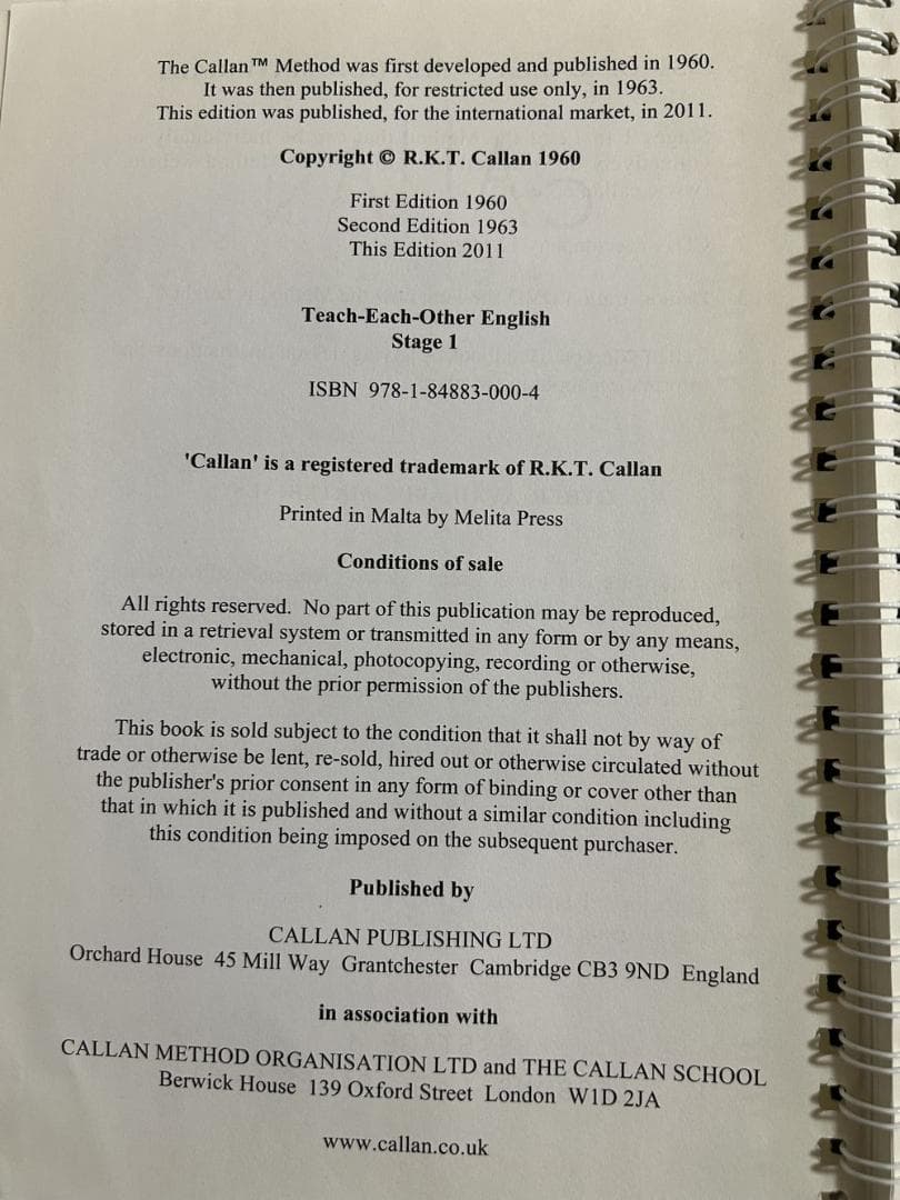 CALLAN METHOD 1-12　テキスト　CD付　カラン　メソッド　英会話