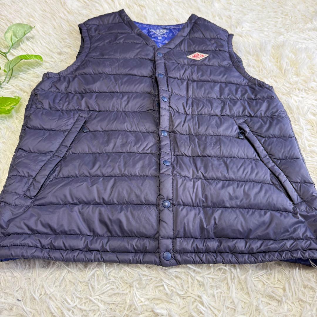 【ダントン】美品 ダウンベスト ネイビー 38サイズ レディース ロゴ