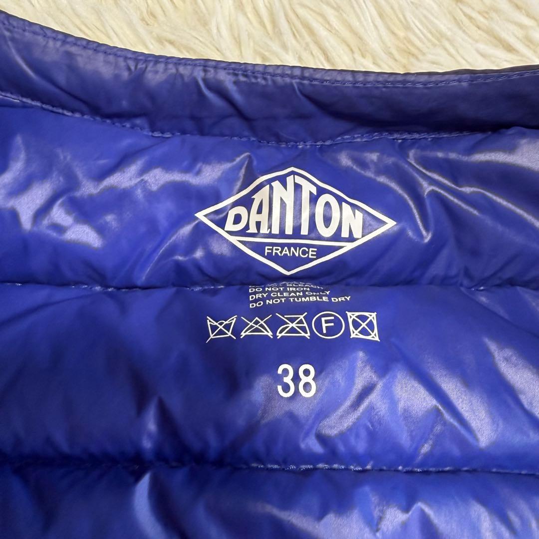 【ダントン】美品 ダウンベスト ネイビー 38サイズ レディース ロゴ