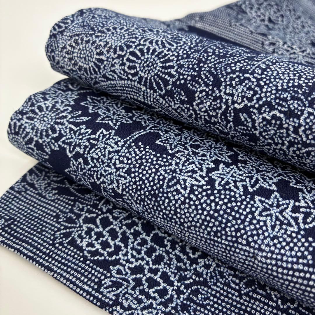 着物 裄68 浴衣 両面染め 注染 藍染め 型染め U-7328