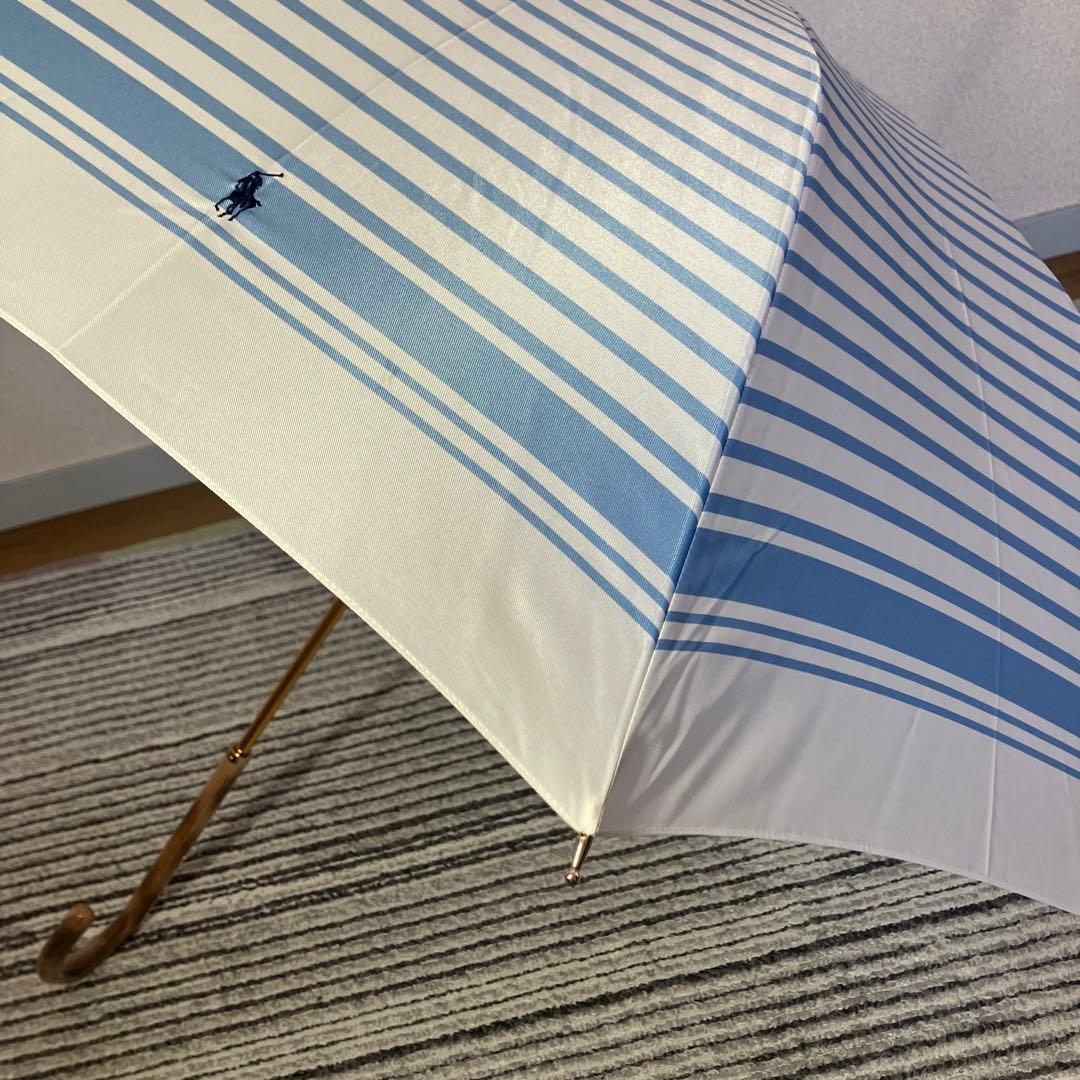 【未使用品】ポロラルフローレン ボーダー 長傘 ブルー 60cm