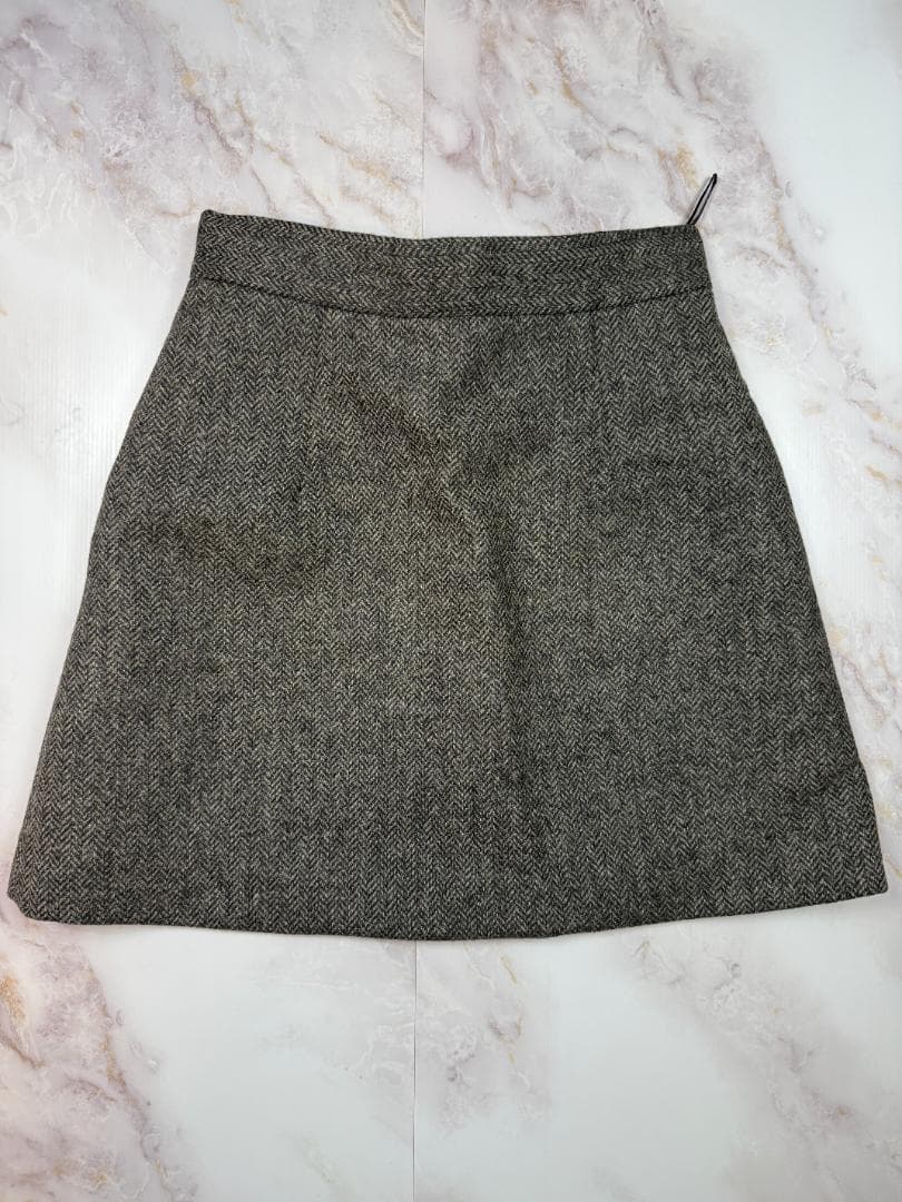 MIU MIU ミュウミュウ ウール混 Aラインスカート ビジュー装飾付 42