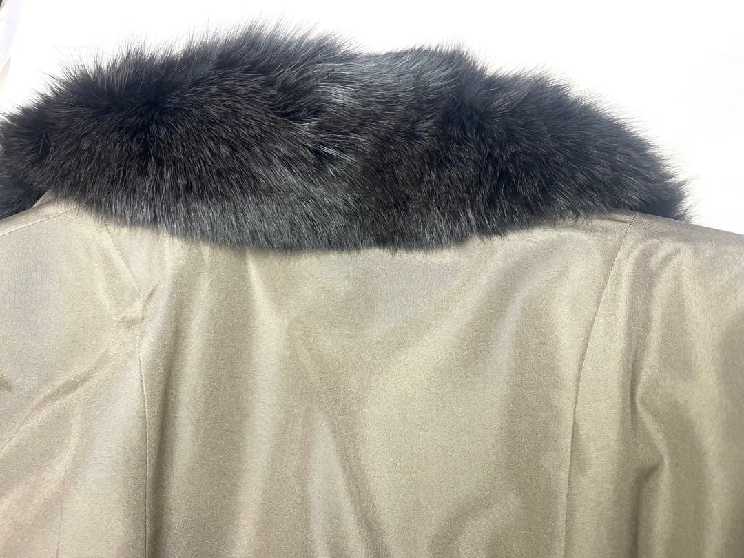 シルク フォックス ロングコート グレージュ Ｌサイズ