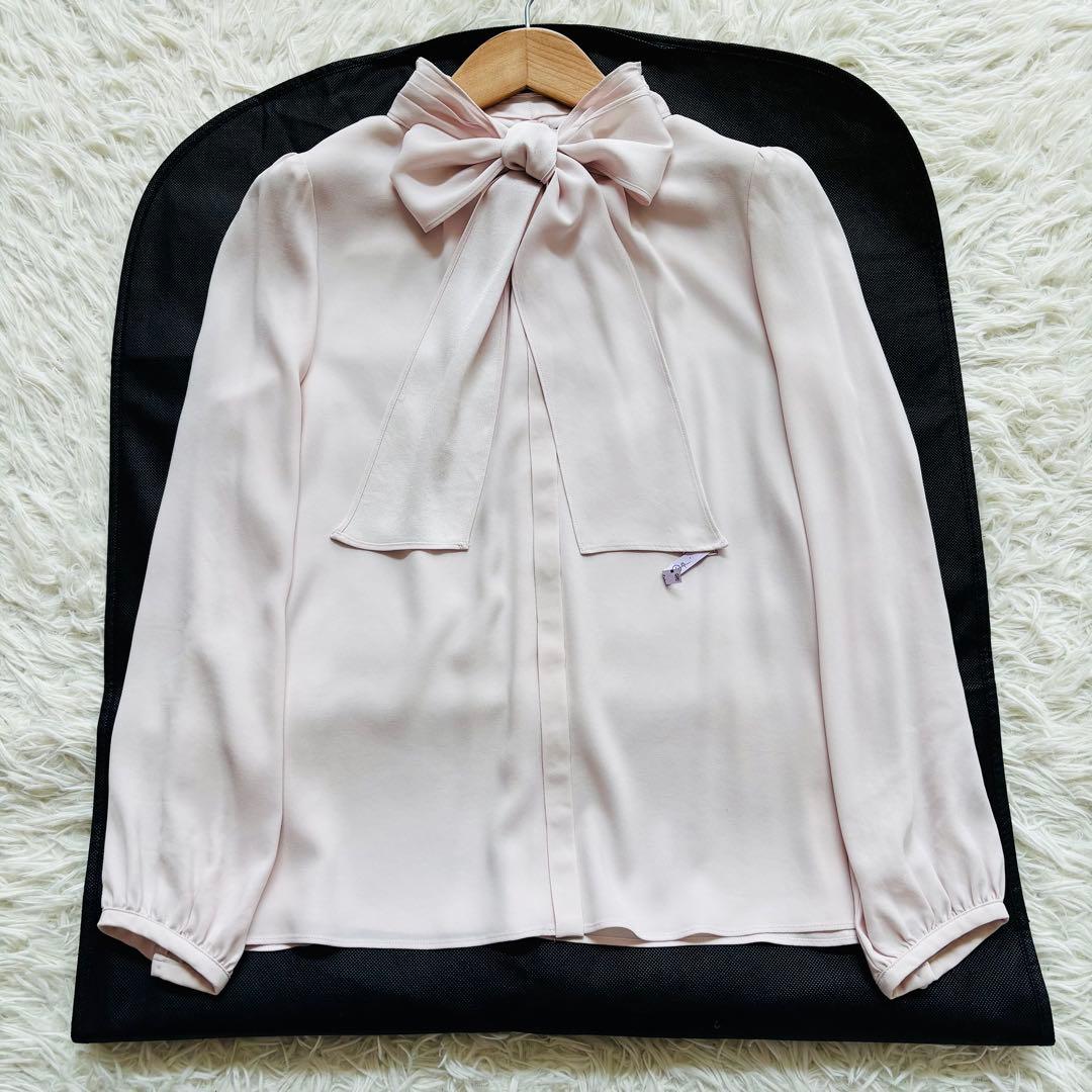 ANAYI 2023 バックサテン ボウタイブラウス 38 ピンク 2WAY