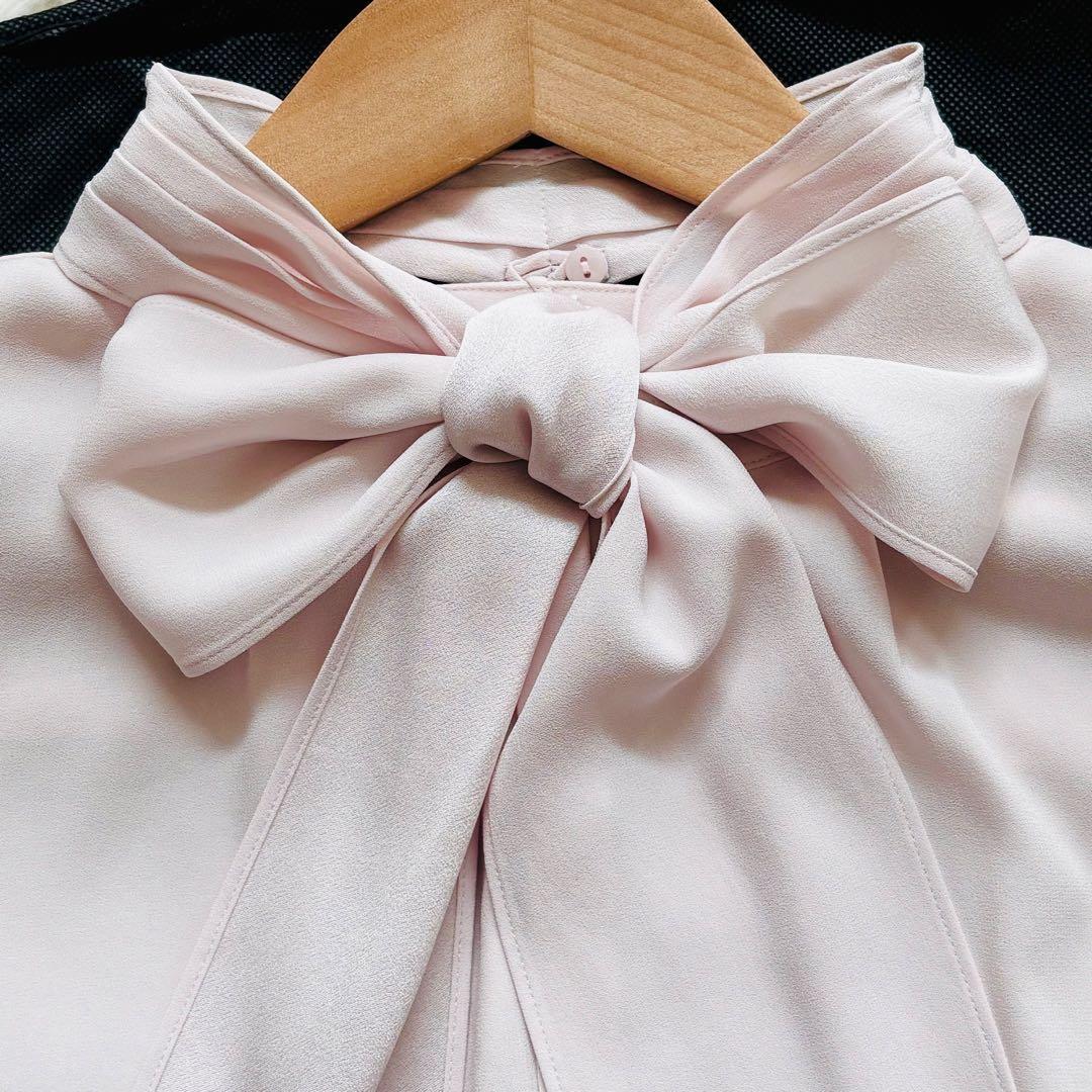 ANAYI 2023 バックサテン ボウタイブラウス 38 ピンク 2WAY