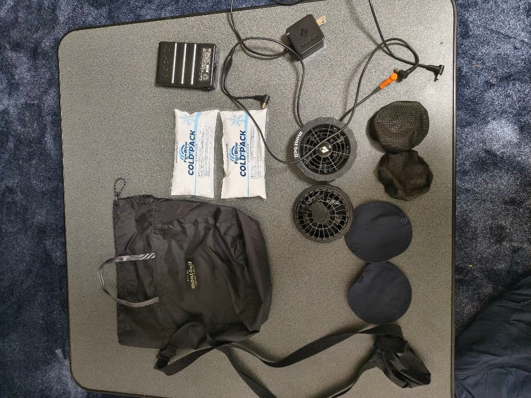 モンベル　ファンブロー空調服一式 ネイビー Lサイズ 冷却パック付き