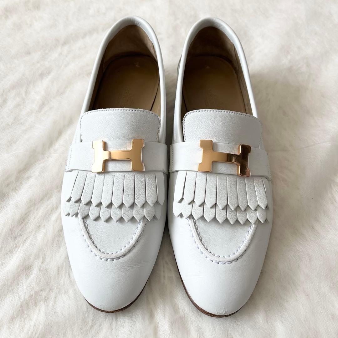 HERMES エルメス　モカシン　ロワイヤル　36.5 23.5cm ホワイト