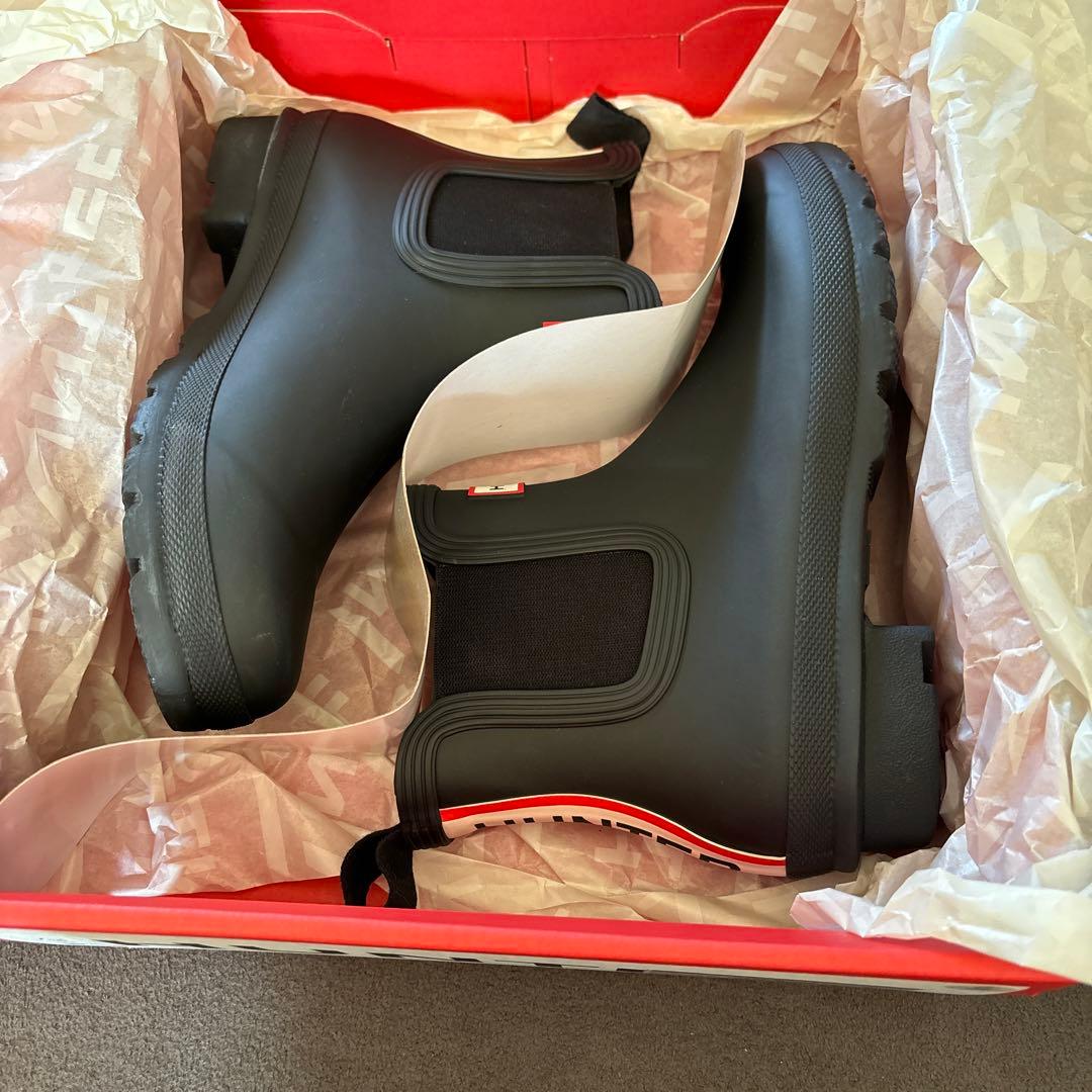 ゆ*ぺ様 ハンター トリ カラー ロゴ バックストラップ ブーツ