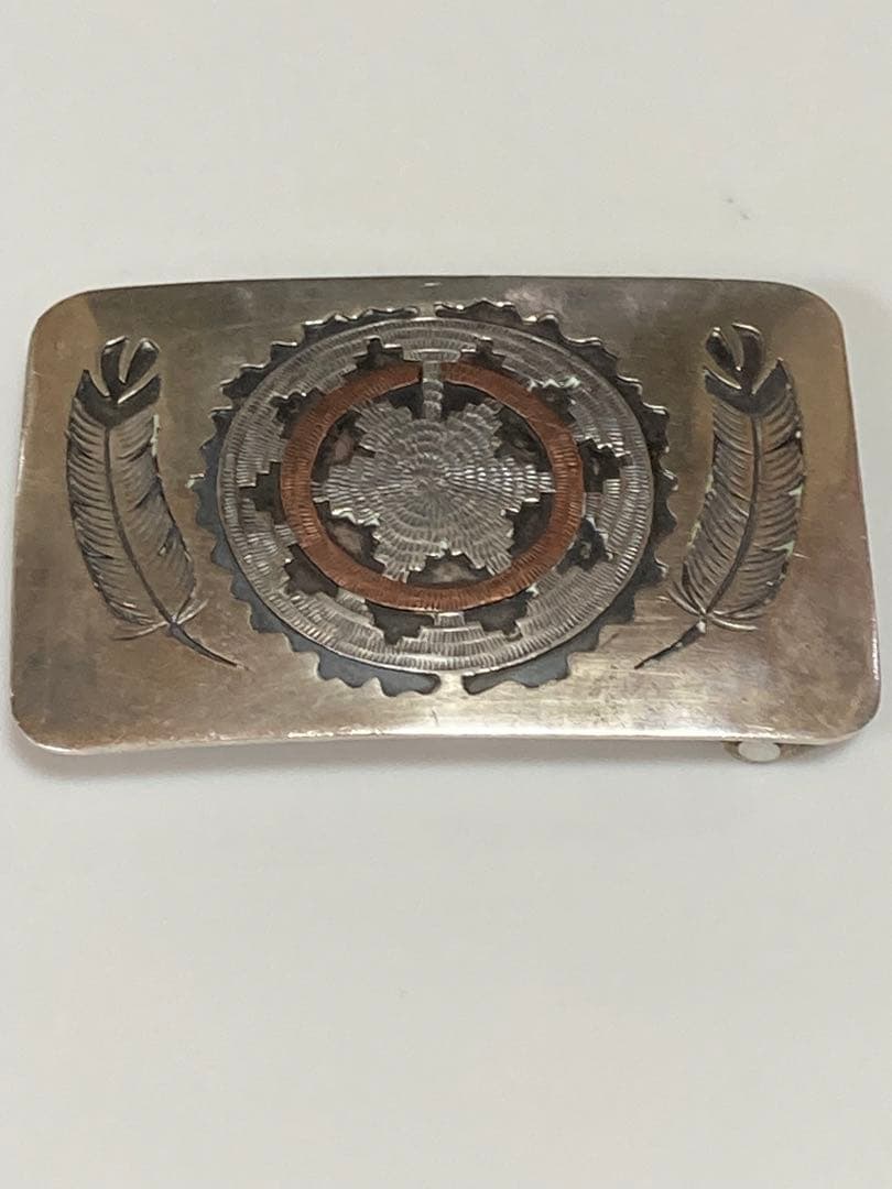 フェザー　STERLING バックル　vintage