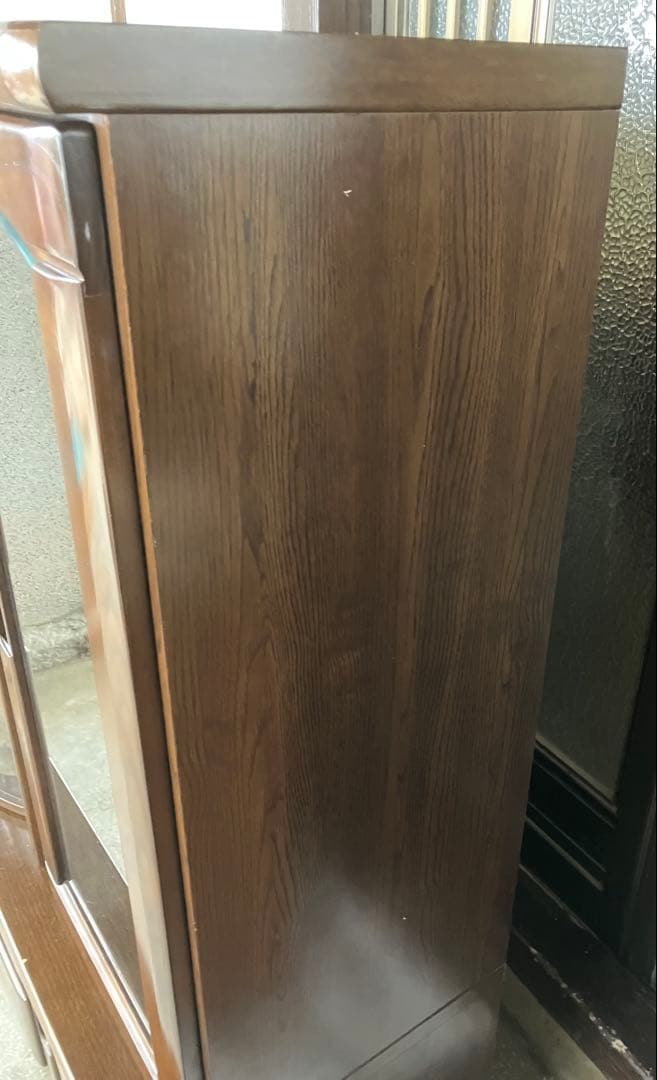 回転扉付き食器棚 飾り棚 ダークブラウン