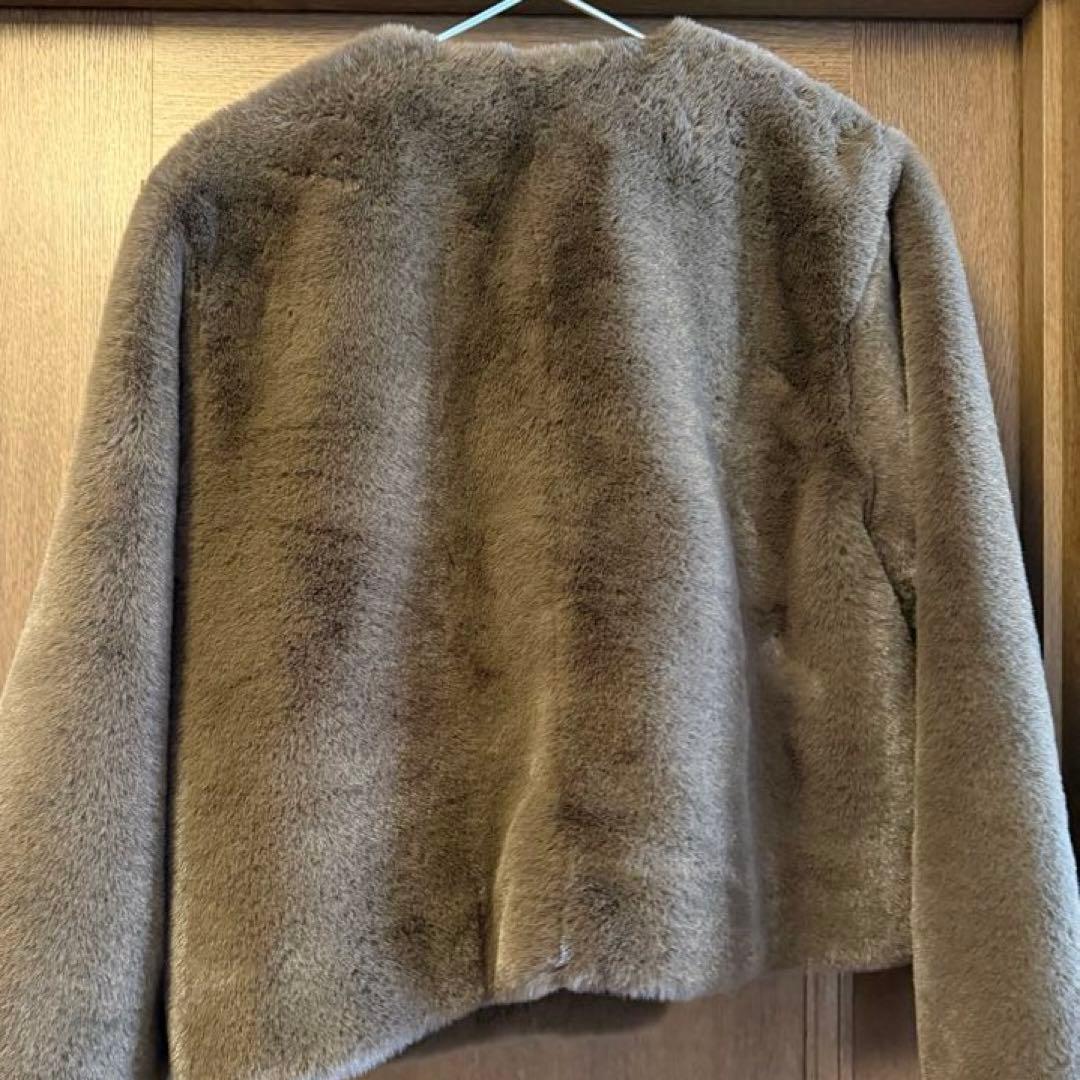 Mila Owen 金釦クロップドファージャケット ブラウン