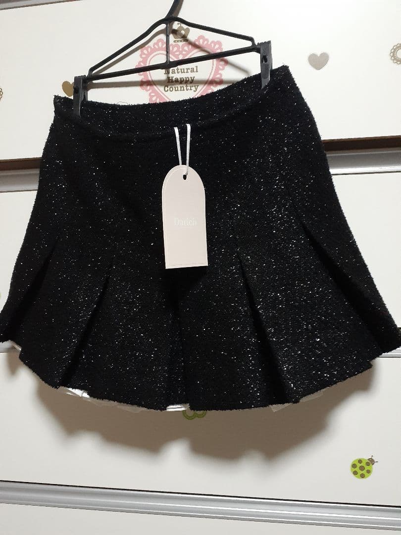 新品未使用 Darichスパンコールツイードミニスカート S ブラック タグ付き