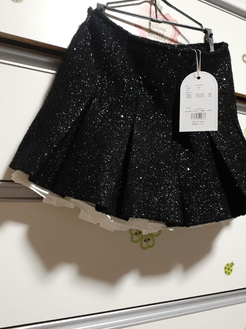 新品未使用 Darichスパンコールツイードミニスカート S ブラック タグ付き