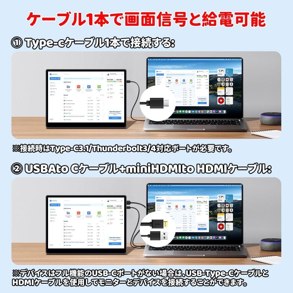 モバイルモニター 12.3インチ タッチパネル モバイルディスプレイ