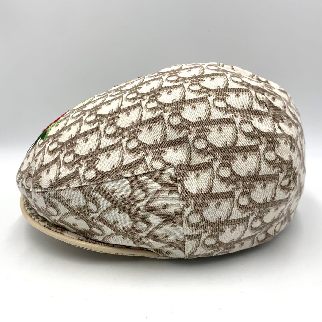 ［美品］ディオール　トロッター　キャスケット　フラワー刺繍　ロゴプレート