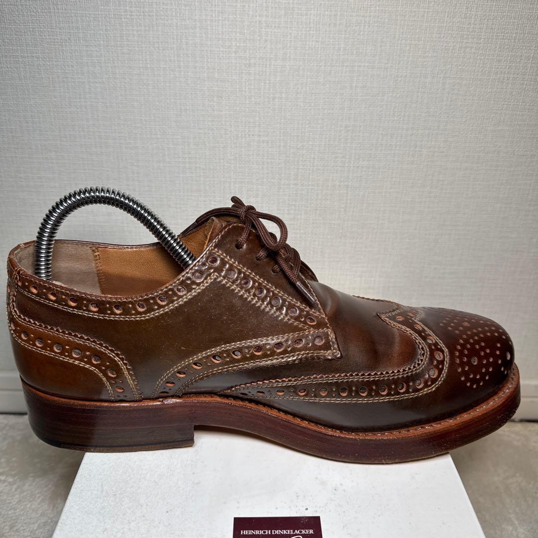 美品　ハインリッヒディンケラッカー　革靴　ウィングチップ　コードバン　7 25