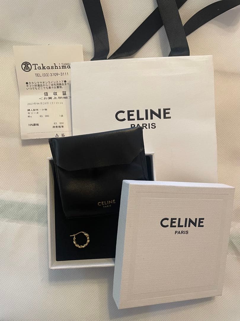CELINE ゴールド ツイストフープピアス