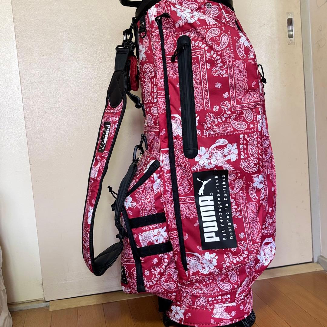 【即完売】プーマ バンダナ柄 激レア キャディバッグ 赤 限定入荷 ゴルフバッグ