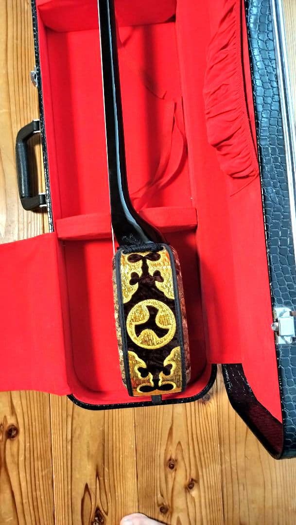 三線 本革 盛島開鐘チーガ 美品