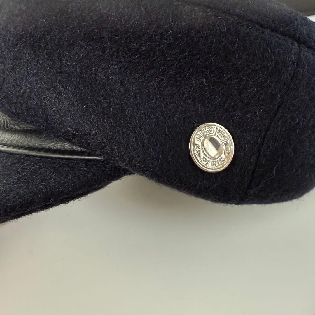 美品　エルメス　キャスケット 《 ダニ 》ウール　ブラック　エルメスセリエ　56