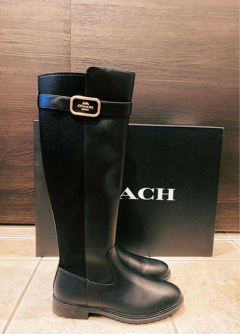 【未使用に近い】コーチCOACH ロングブーツ ブラック ゴ