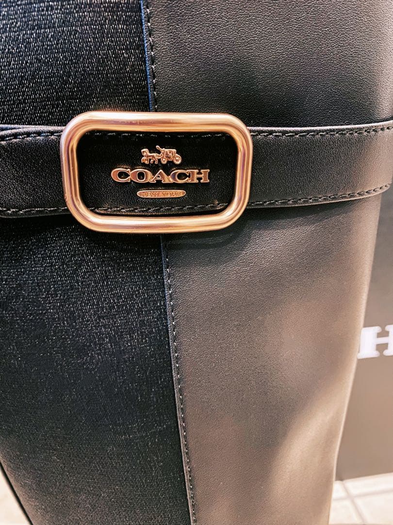 【未使用に近い】コーチCOACH ロングブーツ ブラック ゴ