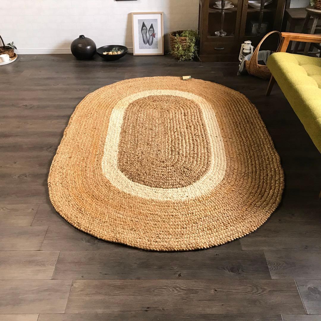 139x204cm ラグ ラグマット 麻 ジュート 夏用 天然素材 アジアン