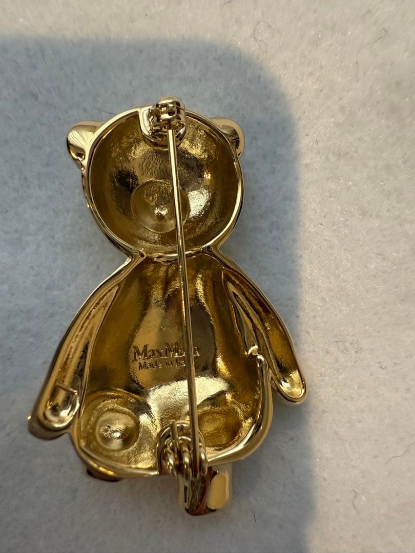 MaxMara 新品 ［シャイニー］メタル テディ ブローチ　　正規品