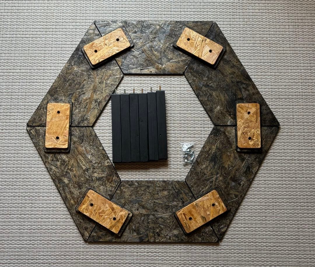 ヘキサテーブル50 センターテーブル付き　スケルトンブラック塗装　FHC50sb