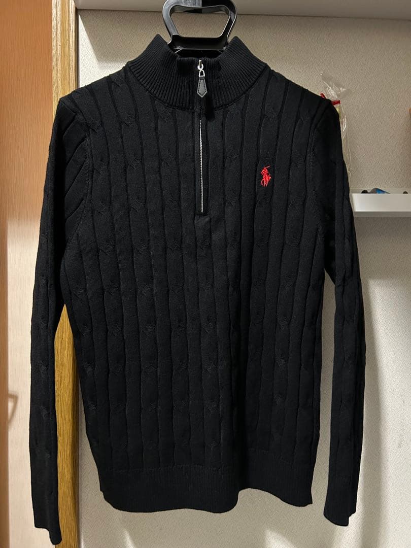 【新品】ポロラルフローレン ケーブルニット クォータージップ セーターL