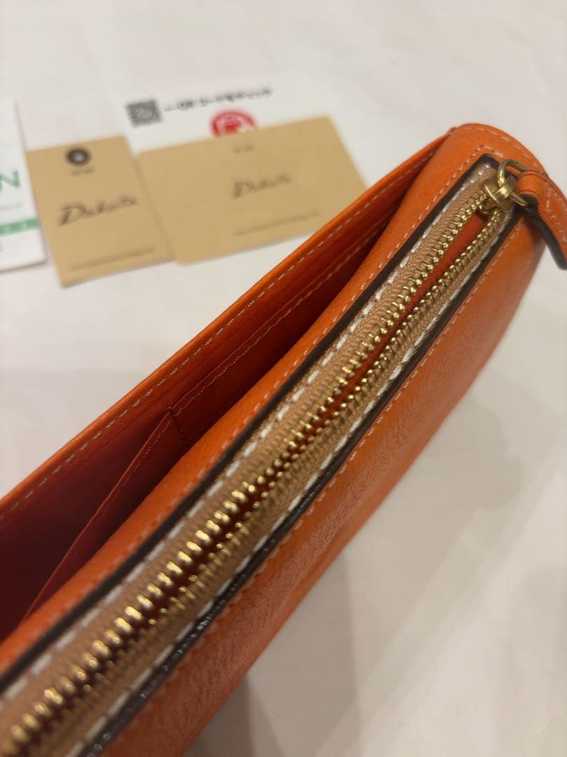 新品　ダコタ　イデーア　被せ　長財布　オレンジ　本革