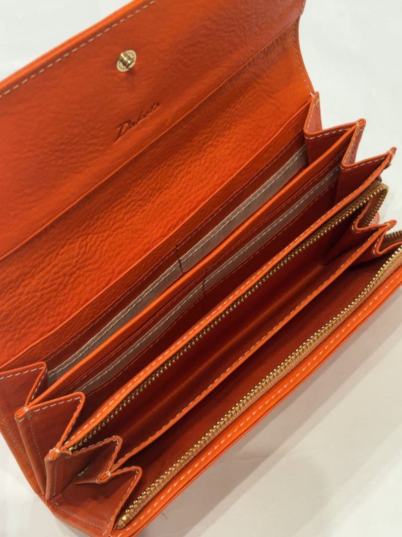 新品　ダコタ　イデーア　被せ　長財布　オレンジ　本革