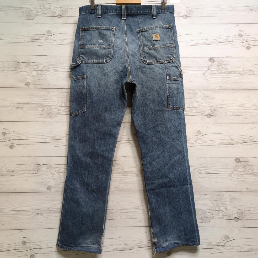 雰囲気抜群✨カーハートダブルニー ペインターパンツ デニム W36 ボロフェード