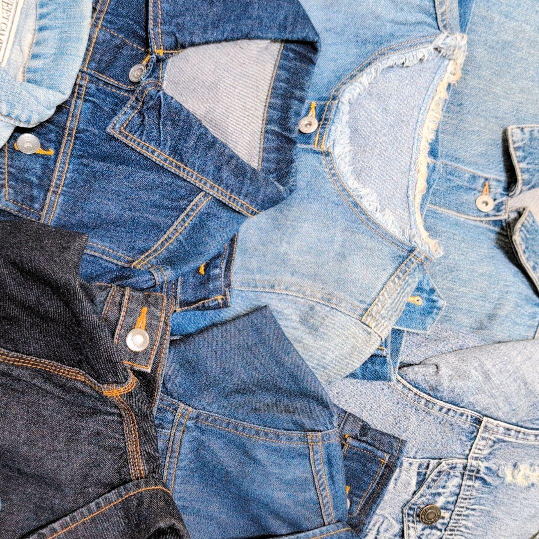 専用Ｇジャン デニムジャケット35着まとめ売りリメイク素材 リペア生地 パッチ