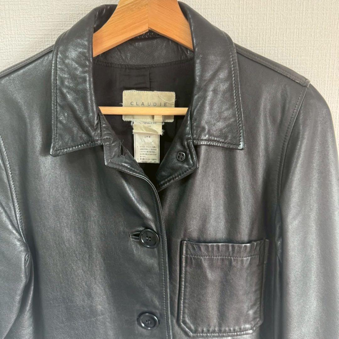 山羊 本革 レザー ジャケット コート 黒 ヤギ革