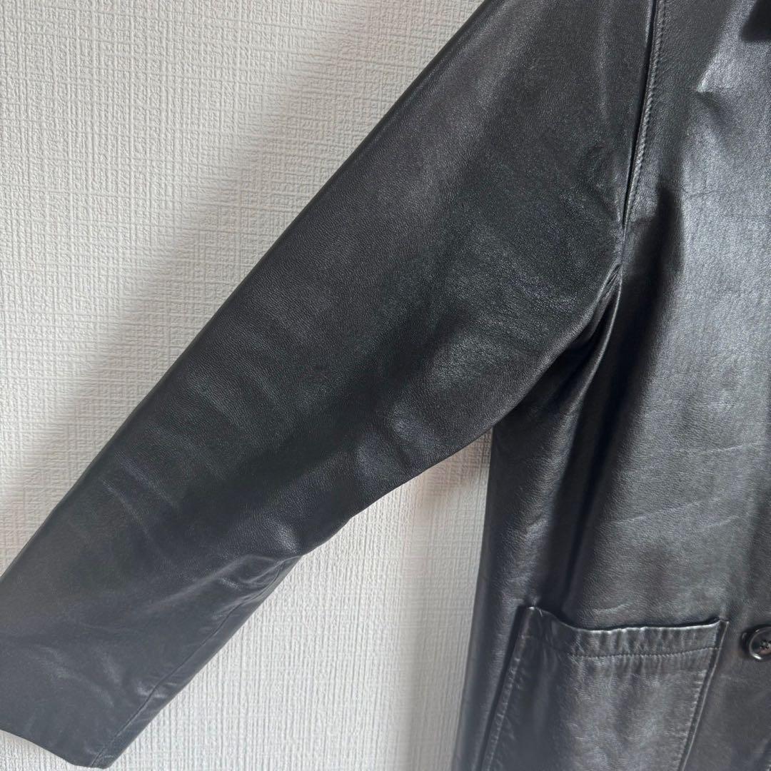 山羊 本革 レザー ジャケット コート 黒 ヤギ革