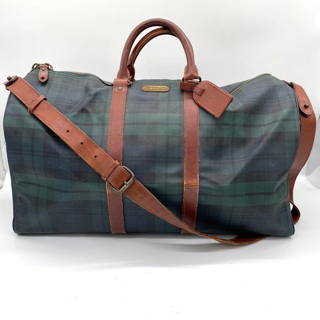 【美品】ポロラルフローレン　2way ボストンバッグ　チェック柄　PVC 大容量