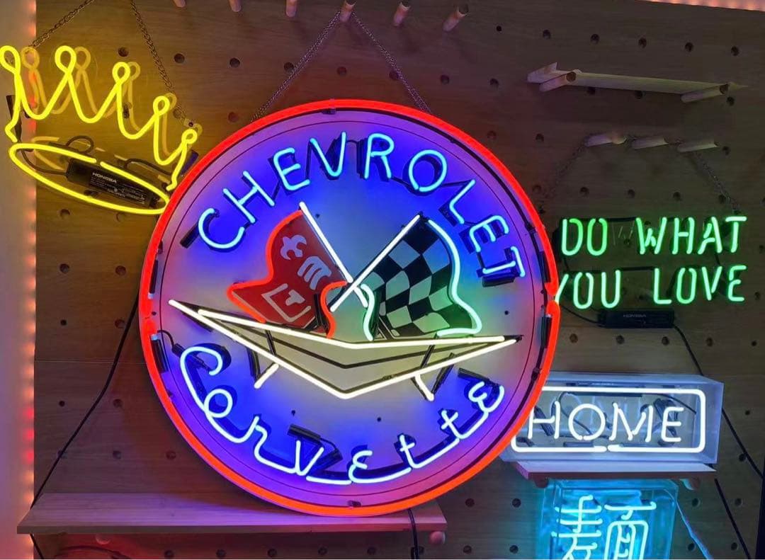 オリジナル　シボレーコルベットロゴネオンサイン ガレージ装飾 ネオン管 オーダー