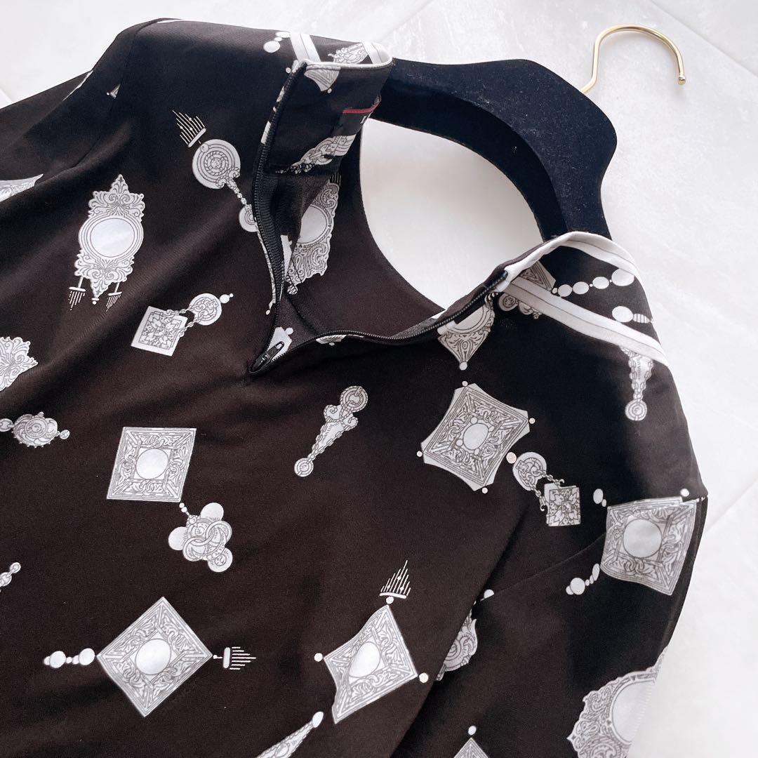 美品✨近年 レオナール モノトーンチュニック カンカン トリム 宝石柄 38