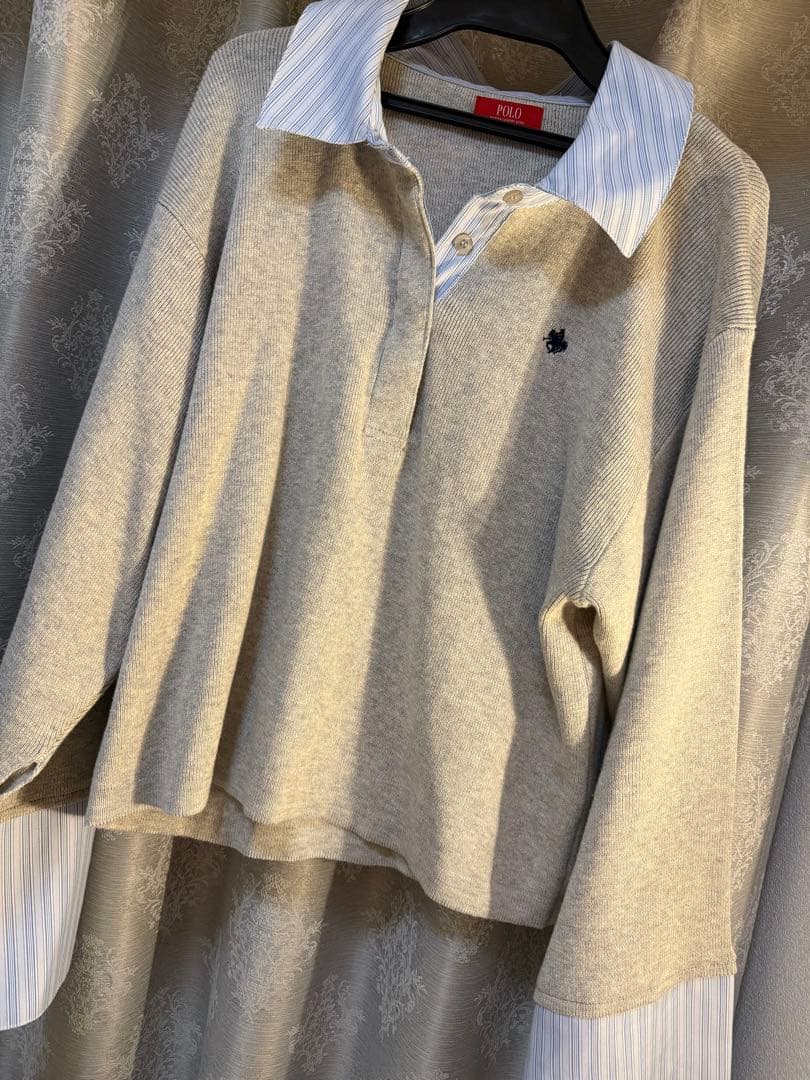 処分価格　POLO BCSコラボ　シャツカラーカフスニットプルオーバー