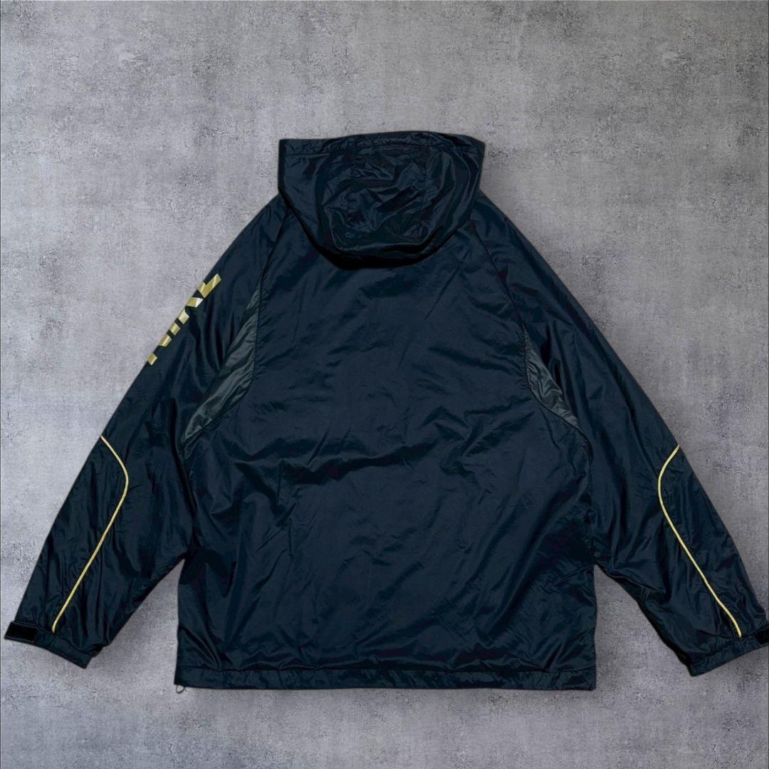 00s NIKE ナイキ セットアップ 大きいサイズ ナイロン 金刺繍 黒 XL