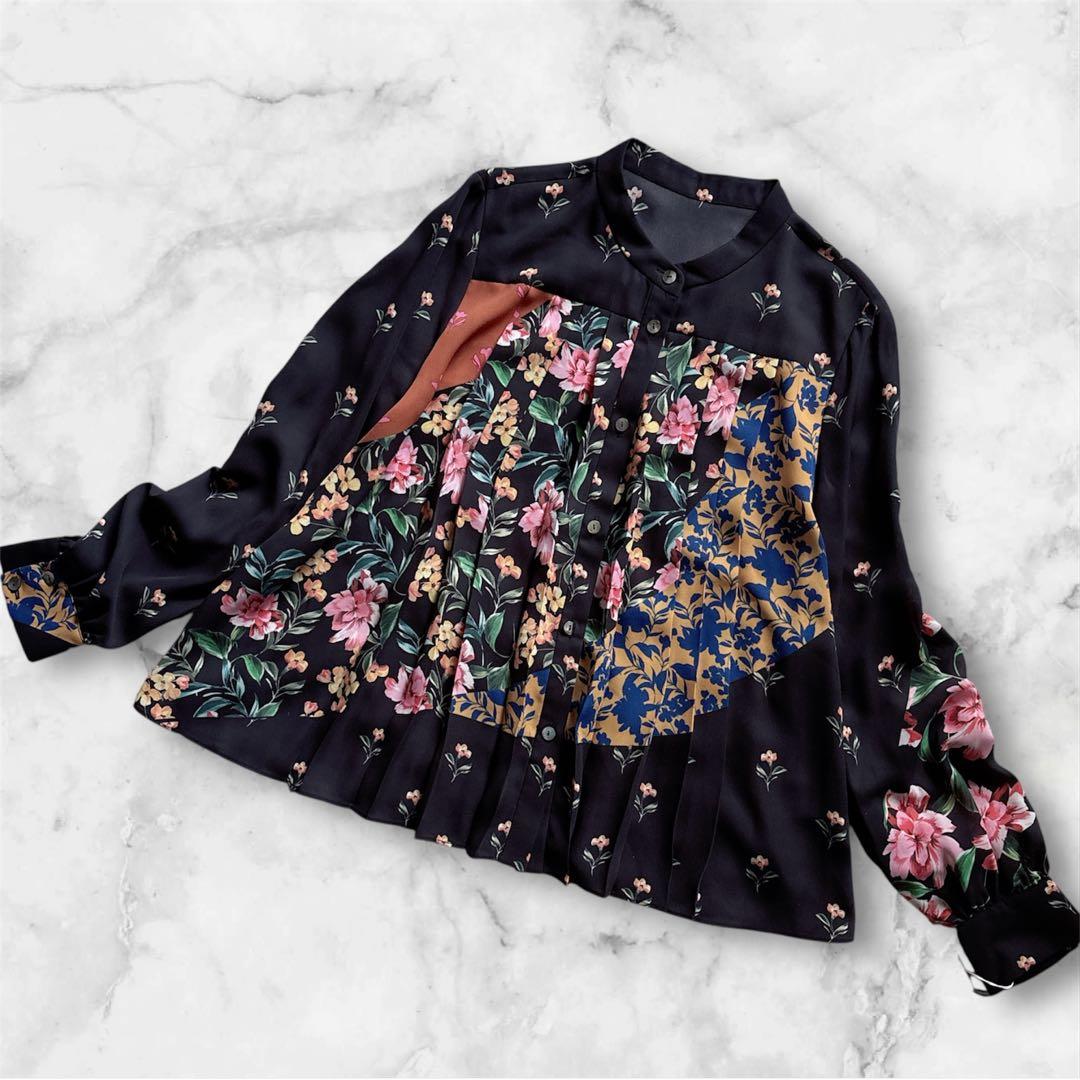 【新品】グレースコンチネンタル 花柄 プリーツ ブラウス M 上品 きれいめ