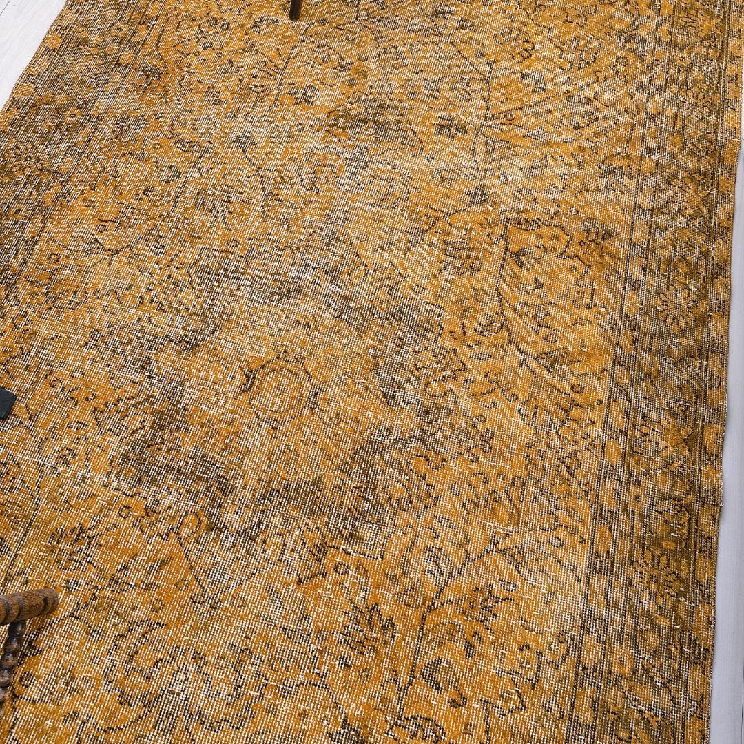 トルコ ヴィンテージラグ A109超大判 レア マスタードイエロー オーバーダイ