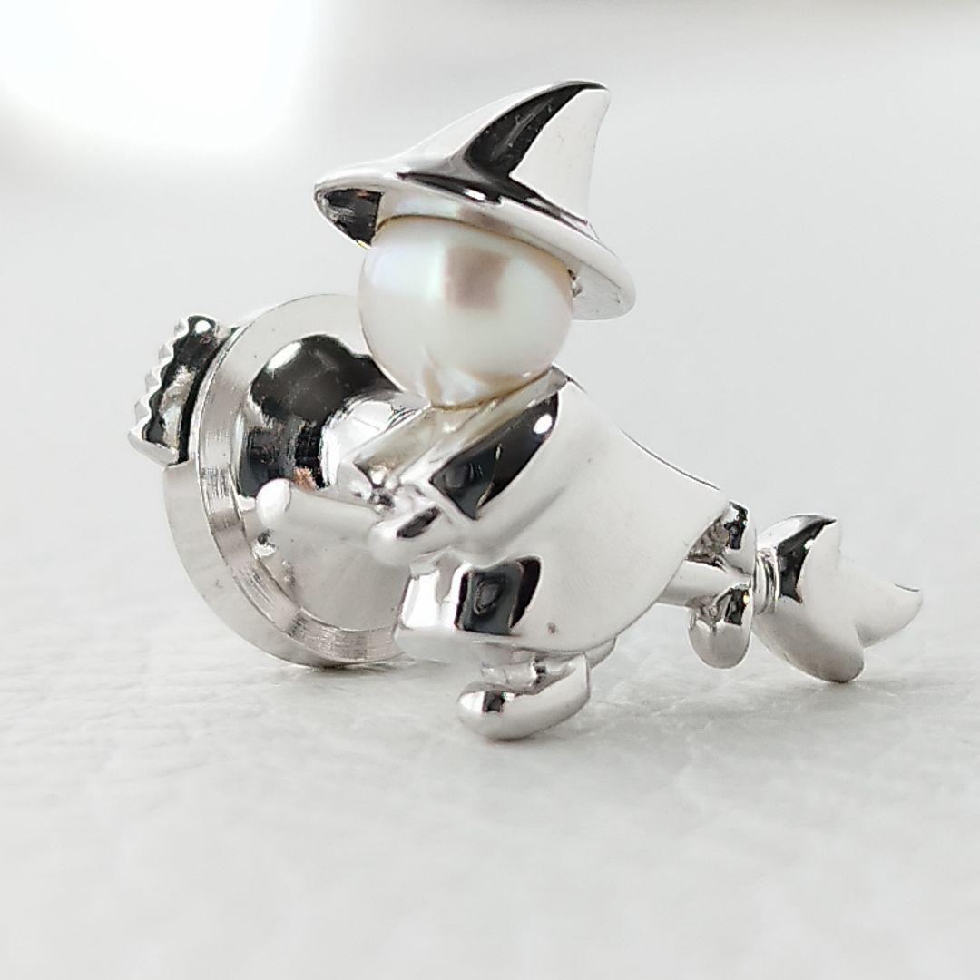 【美品】TASAKI　タサキ　パール　ピンバッジ　魔女　シルバー