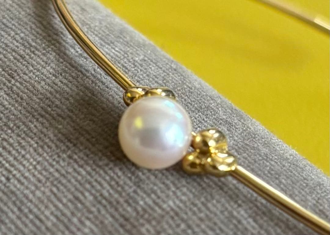 MIKIMOTO ゴールド バングル アコヤ真珠付き　K18