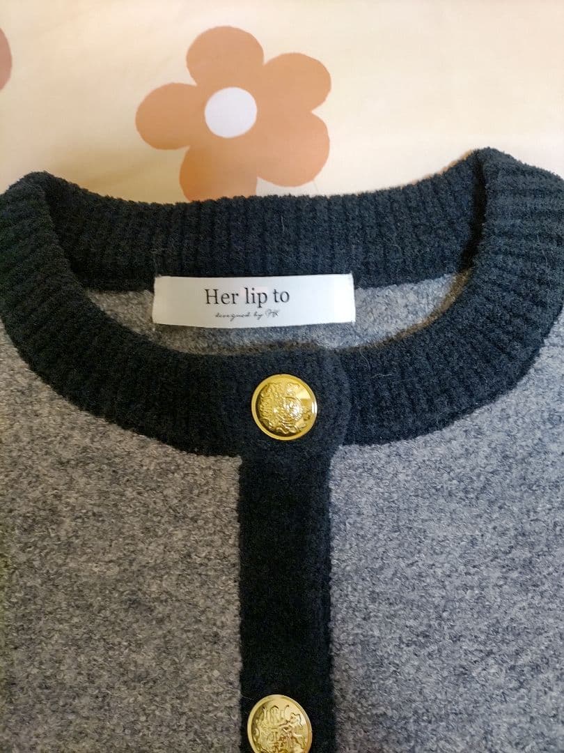 herlipto♡Boucle Bicolor Knit Jacket